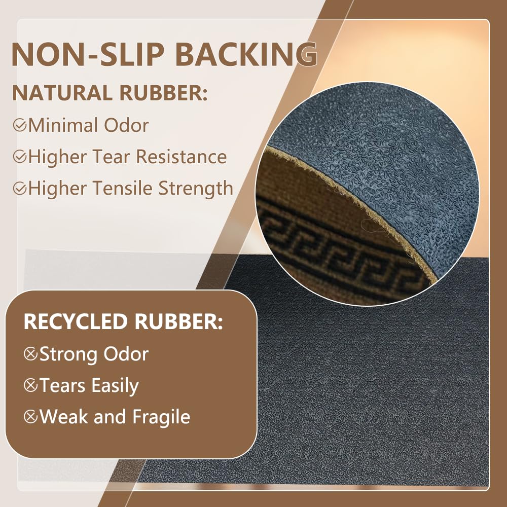 Outdoor Stair Treads for Wooden Steps, Non-Slip Rubber Brown Stair Runner Rugs, 6 Pcs 8.5" x 30" Heavy Duty Stair Mats for Outside Steps, Weatherproof Grip for Elders, Dogs & Kids, Black Border.