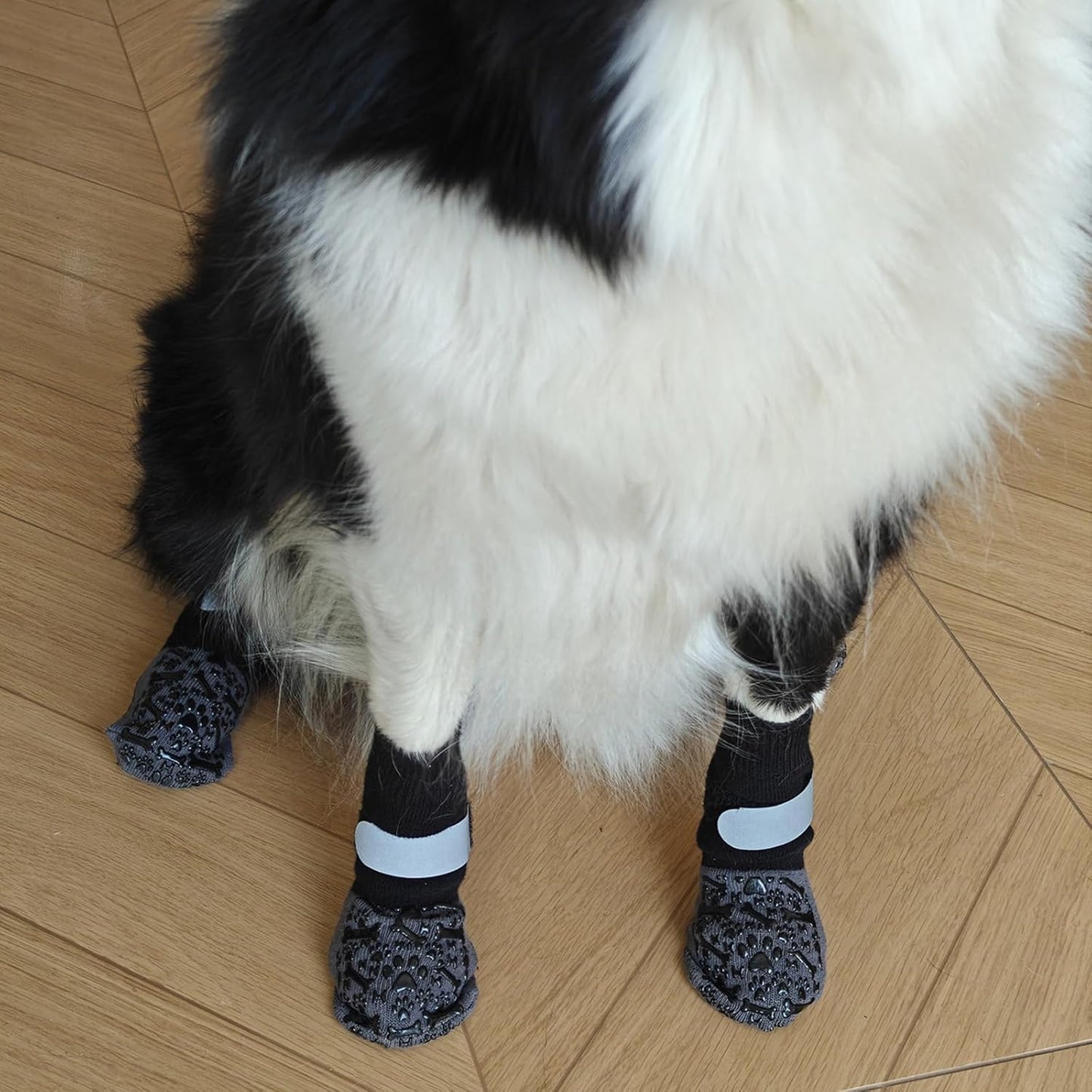 Dog Socks to Prevent Licking Paws, Anti Slip Dog Boots & Paw Protectors for Hardwood Floors, Toe Grips for Small Medium Large Senior Dogs, Dog Shoes for Hot/Cold Pavement(Blue Bone,L)