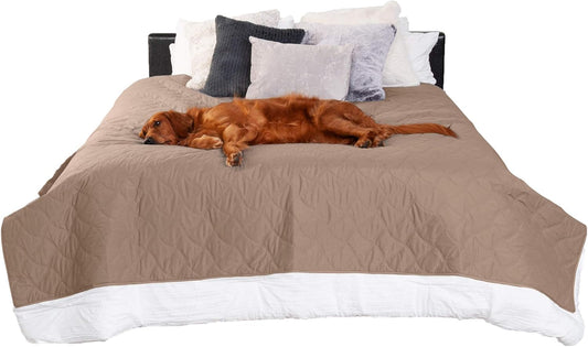 FurHaven Waterproof Blanket & Furniture Protector Cover with Non-Slip Backing, Machine Washable, Jumbo/King, Quilted Twill, Gray