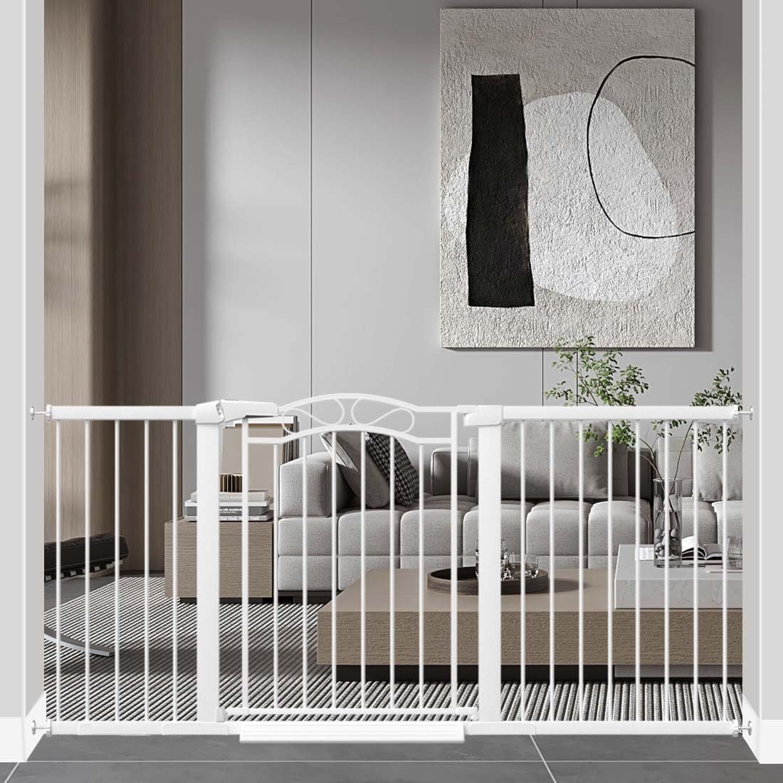 Fairy Baby 68.1"-70.8" Extra Wide Press Mounted Baby Gate Indoor for Kids Or Pets Walk Thru No Drill Long Dog Gates for The House Doorway Child Safety Gate