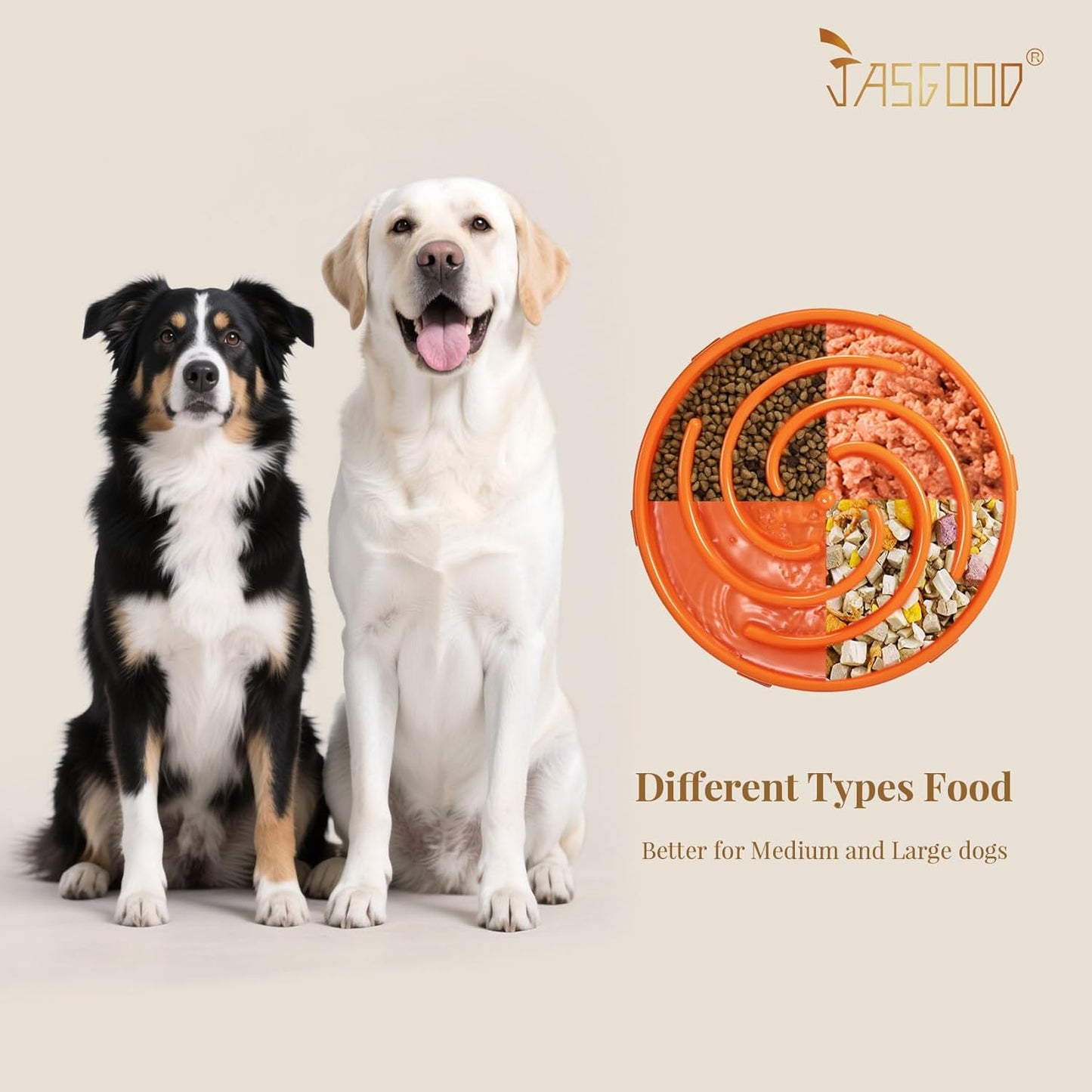 JASGOOD Slow Feeder Dogs Bowl for Large Medium Dogs,Anti-Gulping Pet Slower Food Feeding Bowls Stop Bloat,Preventing Choking