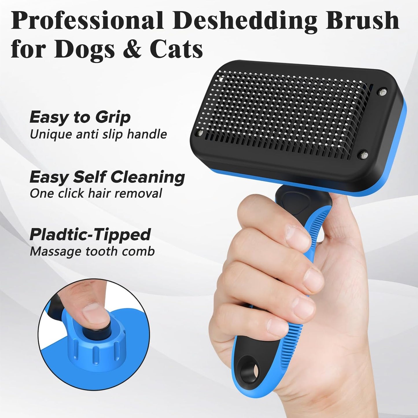 2PCS Self Cleaning Slicker Brush & Dog Comb - Skin Friendly Deshedding Grooming Tool for Dogs, Cats and Small Animals, Professional Deshedding Dematting Tool for Long and Short Haired Pets (Pink)