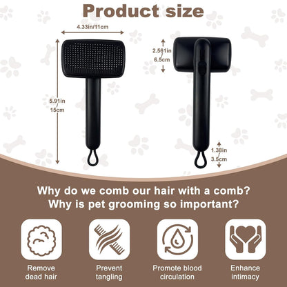 Self Cleaning Deshedding Cat Brush for Dogs & Cats,Adjustable Cat Brushes for Indoor Cats, Easy to Clean Grooming Tool for Long & Short Haired Pets