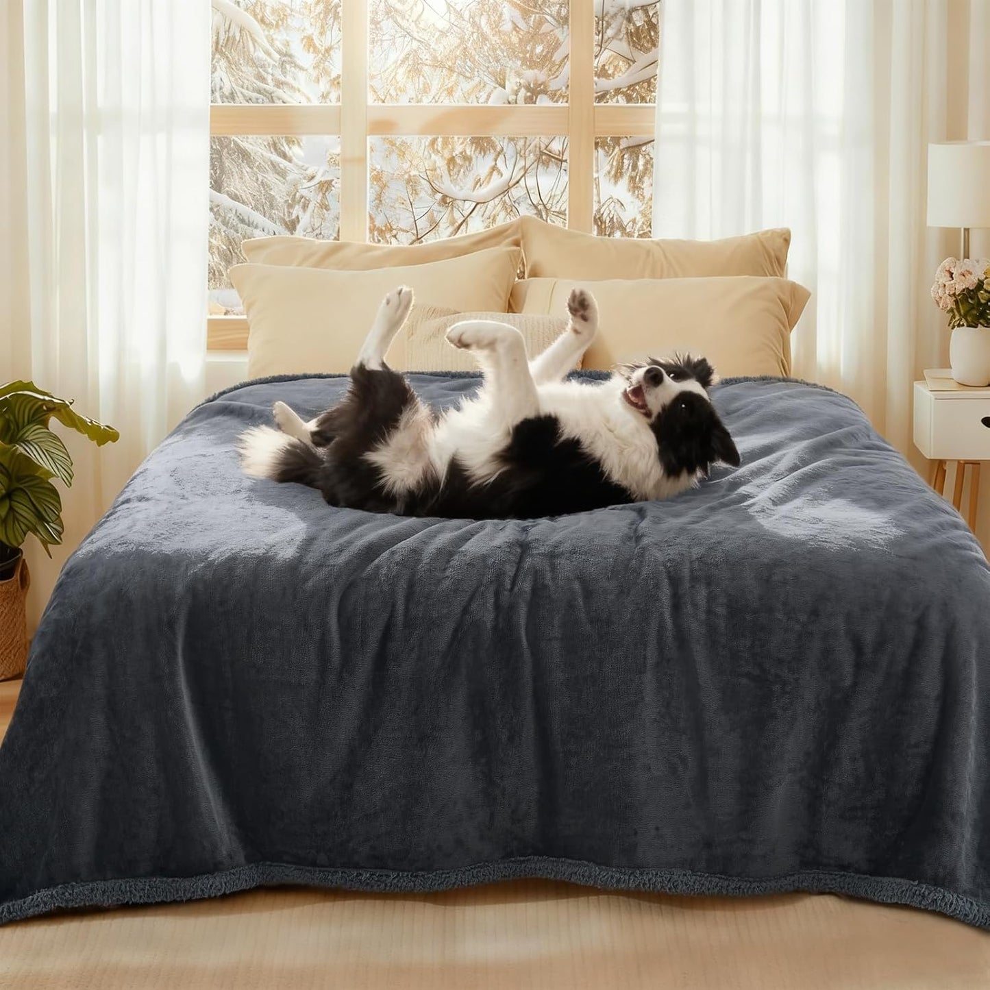 Luciphia Waterproof Bed Blanket Washable,Soft Sherpa Fleece Puppy Reversible Throw Blankets for Small Dog Cat,Furniture Cover Protector Couch Bed from Liquid Pee and Pet Fur, Light Grey, 40" x 28"