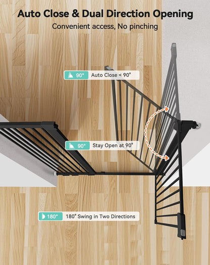 COMOMY 42" Extra Tall Baby Gate for Stairs Doorways, Fits Openings 29.5" to 40.6" Wide, Auto Close Sturdy Safety Dog Gate for House, Pressure Mounted Easy Walk Through Pet Gate with Door, White