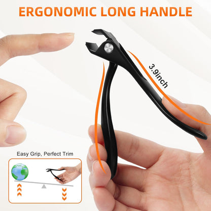 Toenail Clippers for Seniors Thick Toenails, Upgrade Angled Head Large Toe Nail Clippers for Men with Wide Jaw Opening, Sharp Heavy Duty Fingernail Clipper Cutter with Catcher Long Handle -Black