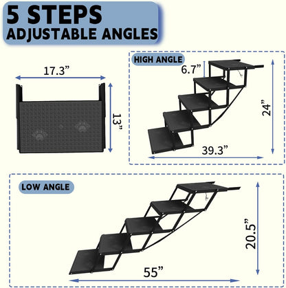 Dog Stairs for Car, Dog Steps for Car with Upgraded Load-Bearing Capacity, Dogs Stairs for Large Dogs, Pet Steps, 6 Steps