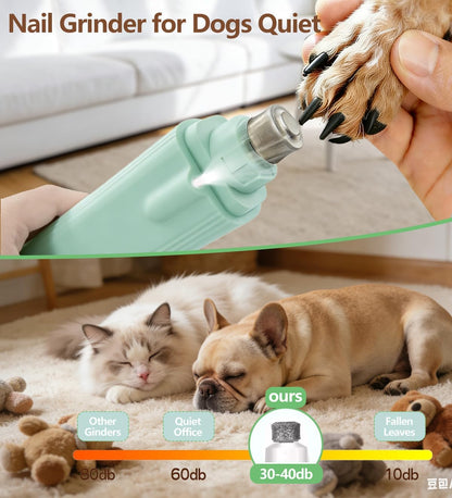 2-in-1 Dog Nail Clipper & Nail Grinder with 2 LED Lights Splash Guard for Large Medium Small Cats Dogs Pets Paw Trimmer Claw Grinders USB Rechargeable White