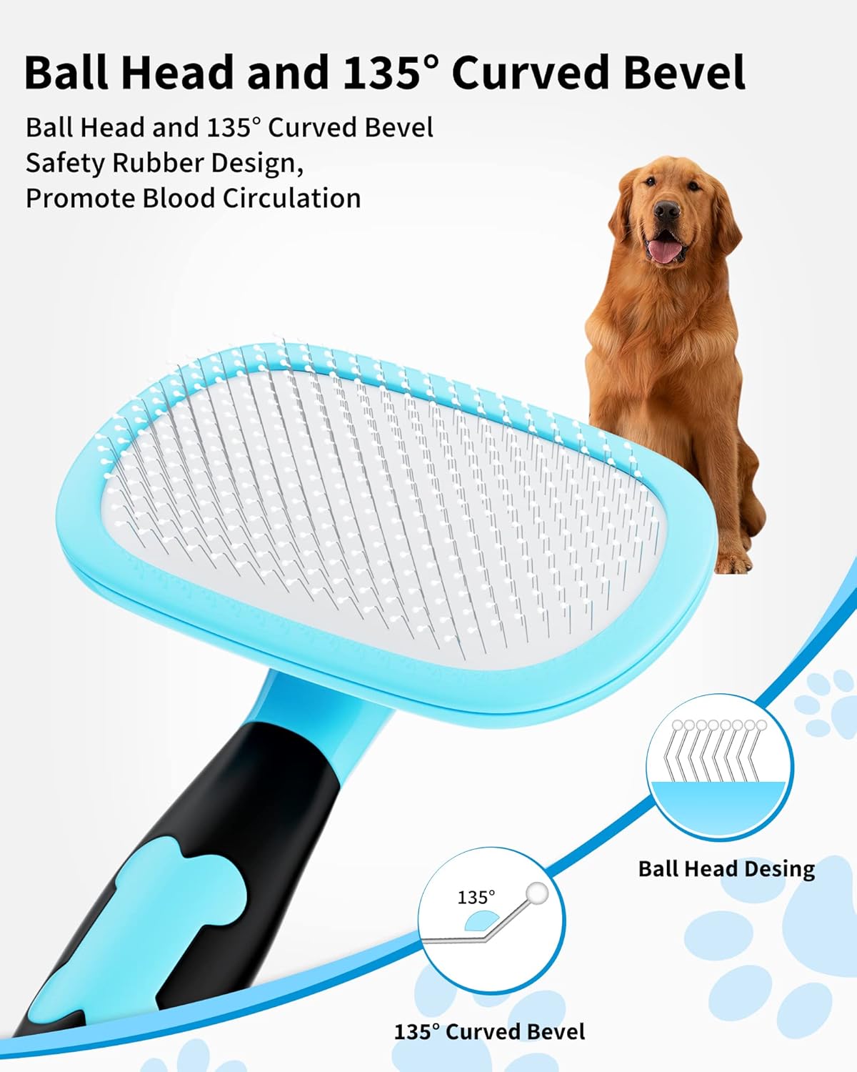 Glendan Dog & Cat Grooming Brush - Slicker Shedding Tools (Pink)