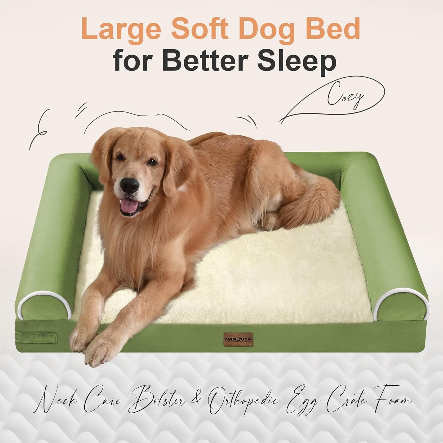 Large Dog Bed Orthopedic Washable: Beds Bolster XL Bed Large Big Dogs Memory Foam Couch Sofa Waterproof with Removable Cover