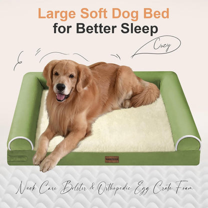 Large Dog Bed Orthopedic Washable: Beds Bolster XL Bed Large Big Dogs Memory Foam Couch Sofa Waterproof with Removable Cover