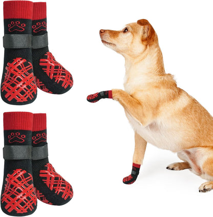 BEAUTYZOO Dog Socks to Prevent Licking Paws -Dog Shoes for Hot Pavement & Hardwood Floors Anti Slip, Traction Control Boots & Paw Protectors with Double Side Grips for Small Medium Large Senior Dogs