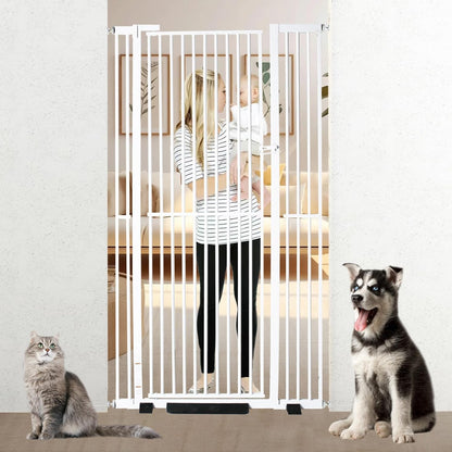 YZHDUXIU Extra Tall Cat Gate,Extra Wide Adjustable Gate,Pressure Mounted Walk Through Swing Safety Dog Pet Gates for Stairs, Doorways, Kitchen (White, 71''Tall*43 ''Wide)