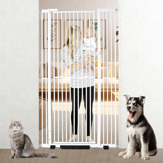 YZHDUXIU Extra Tall Cat Gate,Extra Wide Adjustable Gate,Pressure Mounted Walk Through Swing Safety Dog Pet Gates for Stairs, Doorways, Kitchen (White, 71''Tall*43 ''Wide)