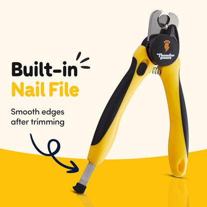 LED Dog Nail Clippers with Light, Trimmers with Protective Guard, Quick Sensor, Safety Lock and Nail File - Suitable for Large and Small Dogs & Cats (Yellow, LED)