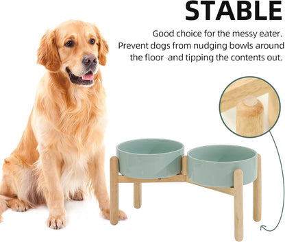 Havniva 8.3inch Ceramic Raised Dog Bowl with Stand, Elevated Dog Bowls for Large Breed Dog Food and Water Bowl Non-Slip Dog Dish Large Capacity Feeding Pet Water Bowl