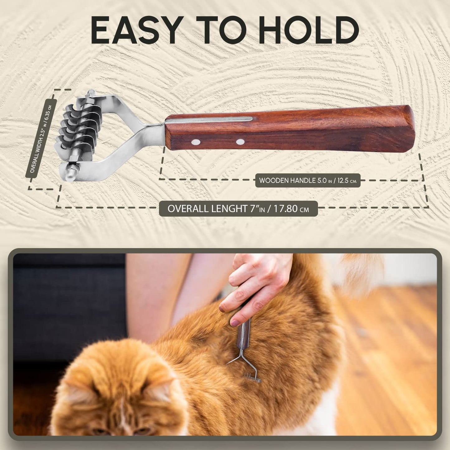 Flamia & Jabz Undercoat Rake for Dogs & Cats, Dematting Grooming Stripper Tool (14 Blades)