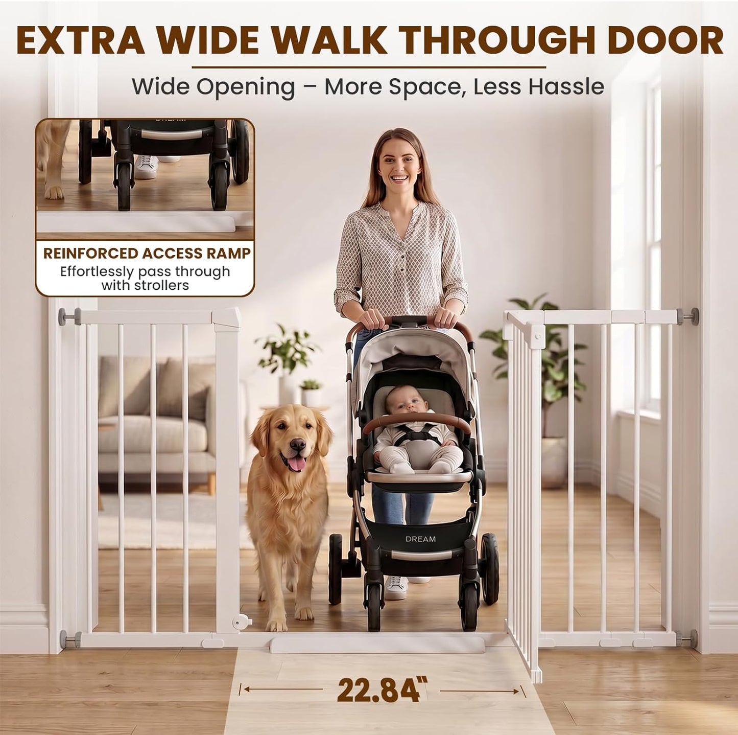 Mumeasy 36" High Extra Tall Dog Gate, 29.6"-40.5" Wide Pressure Mounted Tall Baby Gate for Dog, Auto Close Pet Gate with Door for Stairs,Doorways,House,Black