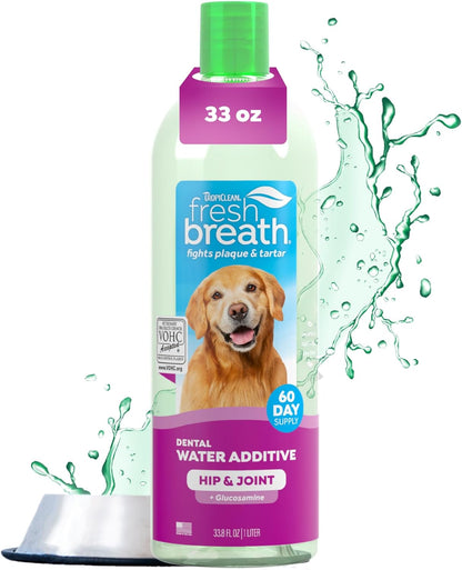 TropiClean Fresh Breath Water Additive for Dogs, Dog Breath Freshener and Teeth Cleaning Solution, No Toothpaste or Toothbrush Required, 16oz.