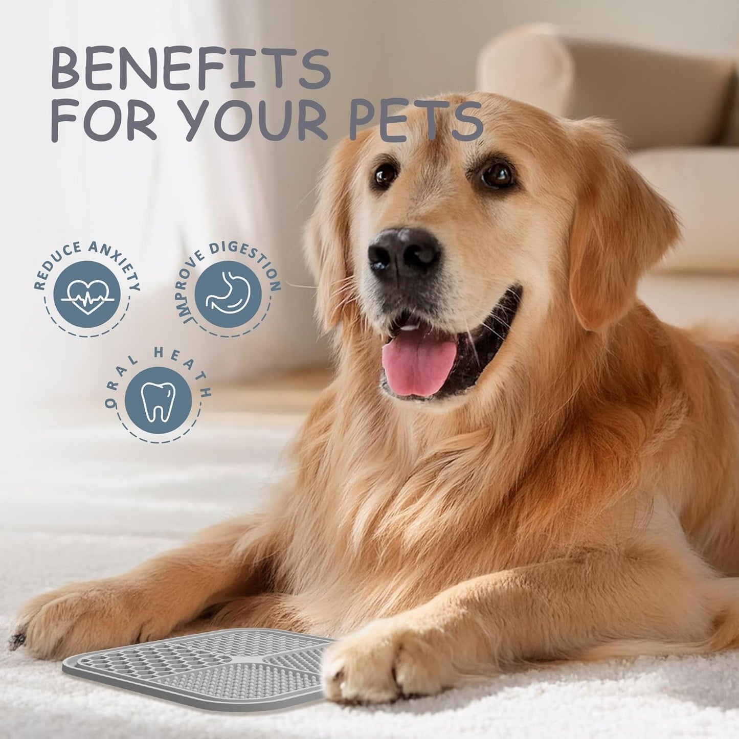 ChefAide 2 Pack Lick Mat for Dogs,Cats,Upgraded 8.5×8.5 inches Licking Mats with Suction Cups,Slow Feeder Licking Pad for Anxiety Relief and Boredom Reducer,Suitable for Dog Training Set 3