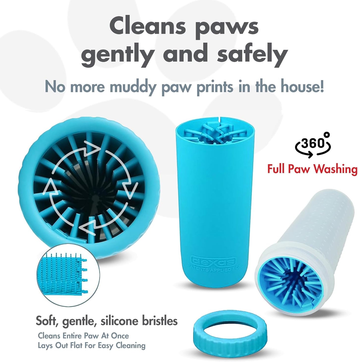 Dexas MudBuster Medium Dog Paw Cleaner in Fuchsia - Fits 1.5"-2.5" Wide Paws, Portable Paw Washer for Muddy Paws, Dog Paw Cleaning Cup with Gentle Silicone Bristles, Quick Clean Pet Paw Washer