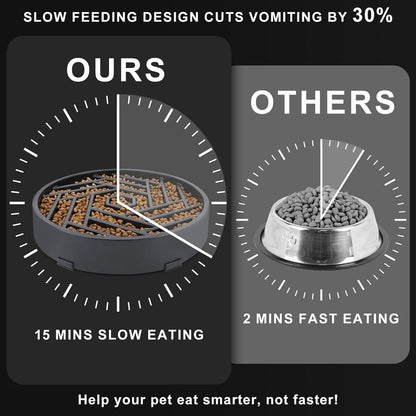 TOBYTO Slow Feeder Dog Bowls Large Medium Breed,Anti-Choking Slow Eating Dog Food Bowl,Non Slip Pet Slower Food Feeding Bowls Large Puzzle Slow Feeder Bloat Stop Maze Dog Dishes,Black