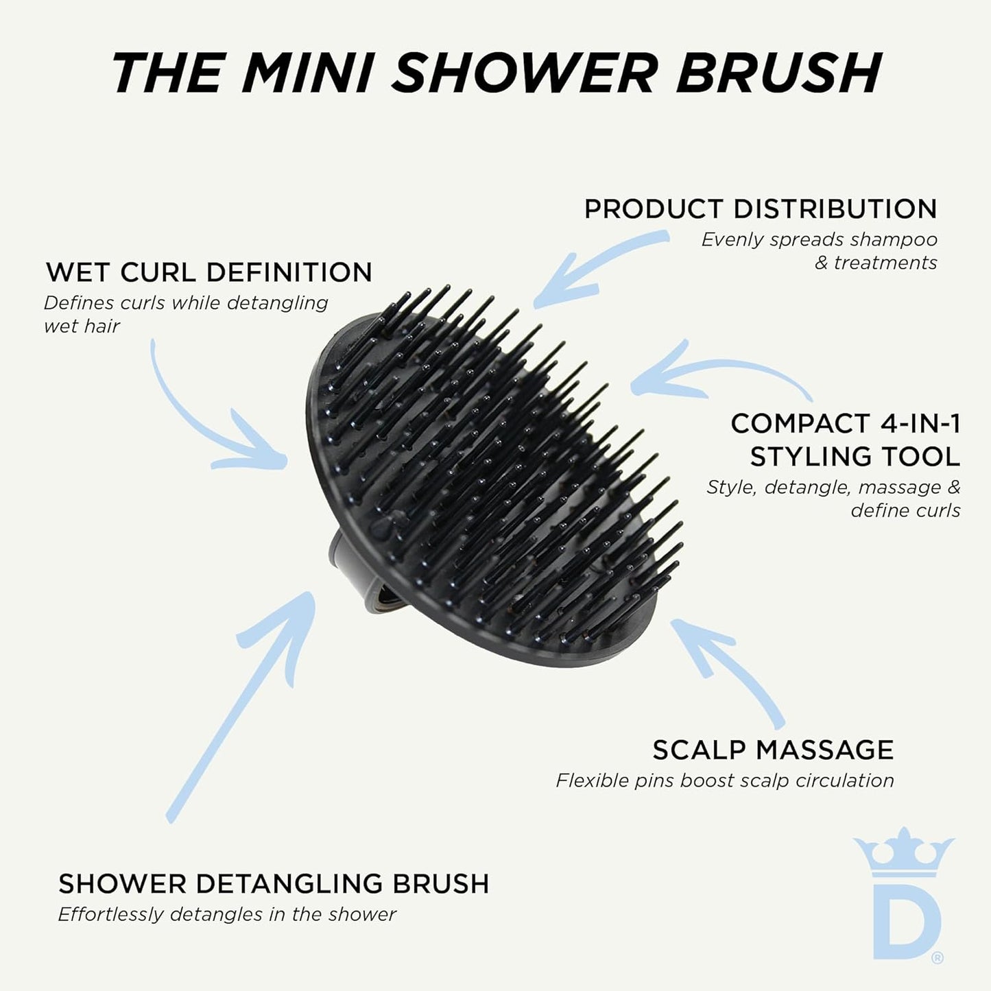 Denman Detangle Hair Brush for Curly Hair & Scalp Massager D6 - Hair Straightening Brush