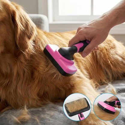 PETIMP STORE 4PCS Self Cleaning Slicker Brush, Pet Grooming Rake, Bath Brush & Massage Brush for Short/Long Haired Dogs, Cats & Horses, Pet Grooming Deshedding Tools - Pet Supplies (White Black)