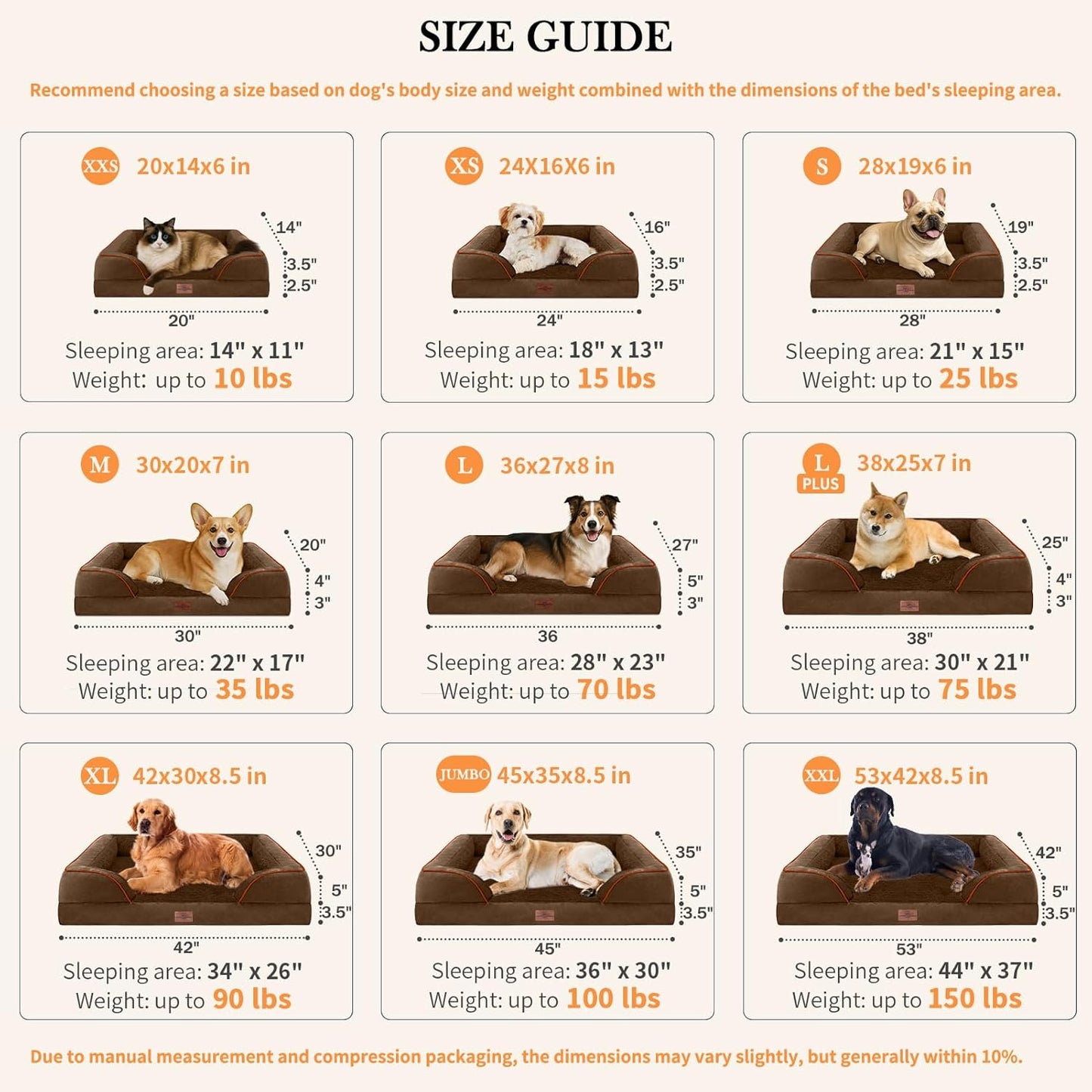 Comfort Expression Orthopedic Dog Bed for Extra Large Dogs 42x30 Inch, Waterproof Egg Crate Foam XL Pet Bed with Removable Bolsters, Dog Couch with Washable Cover & Non-Slip Bottom, Grey - Colors A