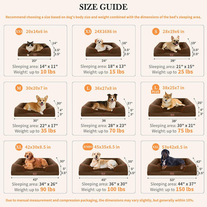 Comfort Expression Orthopedic Dog Bed for Extra Large Dogs 42x30 Inch, Waterproof Egg Crate Foam XL Pet Bed with Removable Bolsters, Dog Couch with Washable Cover & Non-Slip Bottom, Grey - Colors A