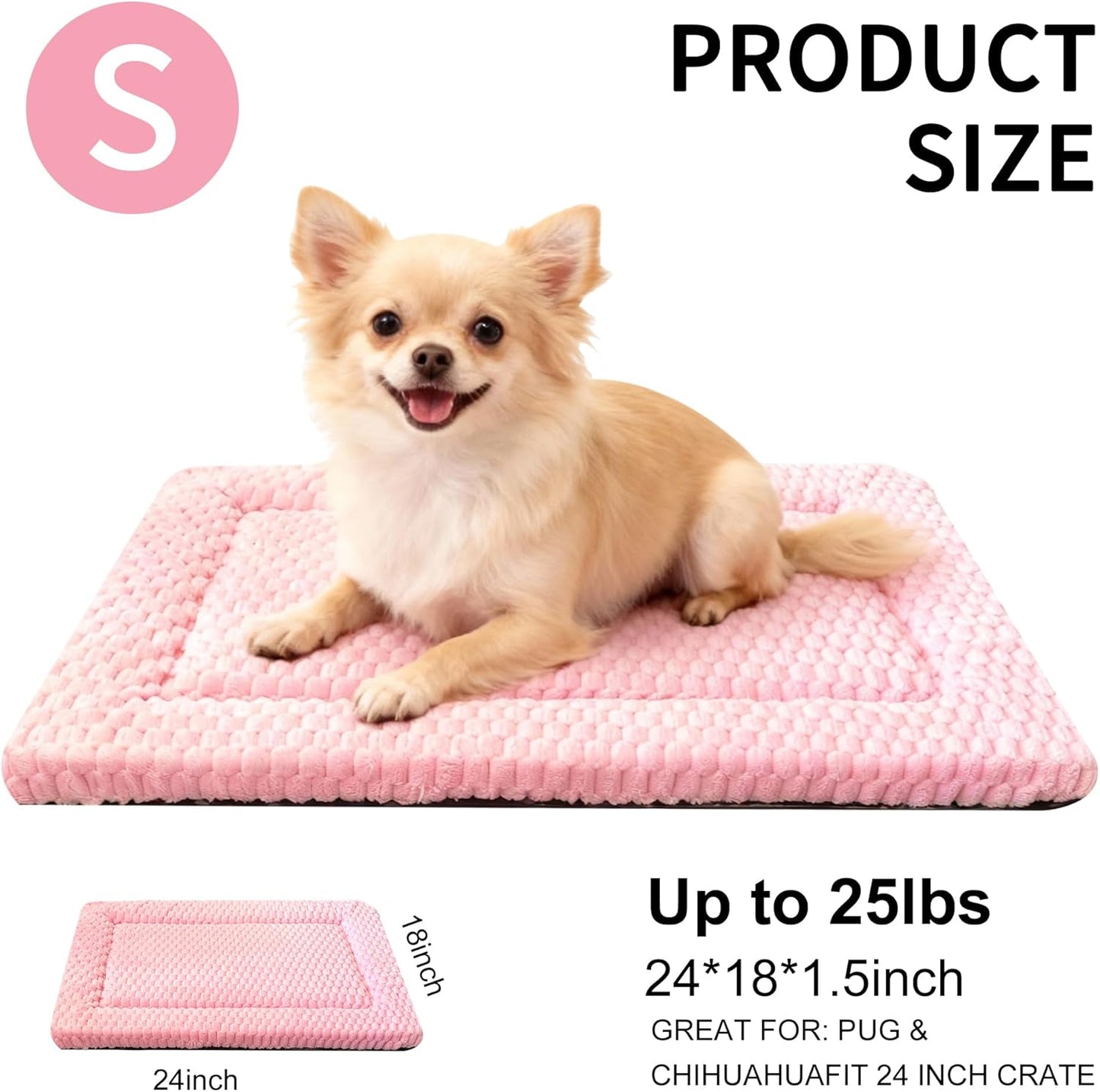 Dog Bed Mat, Reversible Crate Pad & Cute Dog Bed - Machine Washable Kennel Mat with Ultra Soft for Small Dogs (Cool/Warm), 24" x 18", Grey&Star