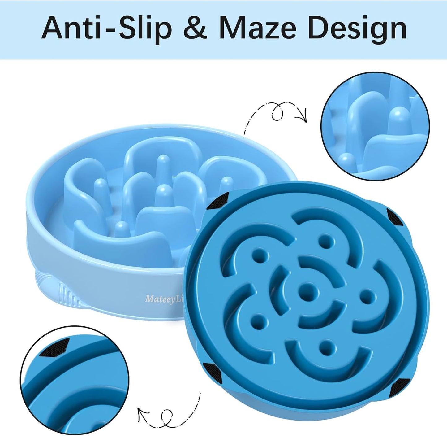 MateeyLife Slow Feeder Dog Bowls 2PCS, Anti-Choking Puzzle Dog Food Bowls, Anti-Slip Interactive Feeding Slow Down Eating, Bloat Stop Maze Dishes for Medium Breeds Pink&Purple