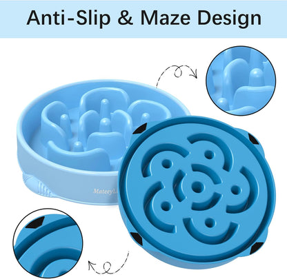 MateeyLife Slow Feeder Dog Bowls 2PCS, Anti-Choking Puzzle Dog Food Bowls, Anti-Slip Interactive Feeding Slow Down Eating, Bloat Stop Maze Dishes for Medium Breeds Pink&Purple