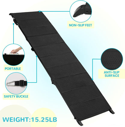 71" Long Dog Ramp for Car, Folding Pet Ramps for Large Dogs with Non-Slip Surface, Portable Dog Car Ramp for Car SUV & Truck Up to 350LBS