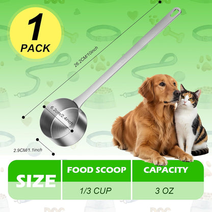 1 Cup Dog Food Scoop,Scoop for Dog Foods with 7.8'' Long Handle,Stainless Steel Dog Food Measuring Cups for Pet Foods,Easy to Clean (1CUP)