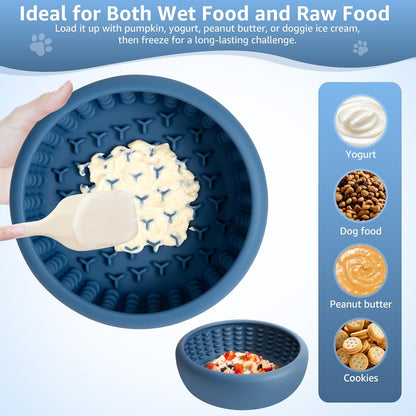 Dog Lick Bowl, ZOURYNUA Non-Slip Slow Feeder Dog Bowls, Enrichment Licking Mat for Distraction, Anxiety Relief Treat Dispenser Freezer, BPA Free Silicone & Dishwasher Safe (Pink, Small)