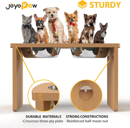 Elevated Dog Bowls, Bamboo Raised Dog Bowl for Medium Dogs, with 2 Stainless Steel Bowls (7'' Tall-40 oz Bowl)