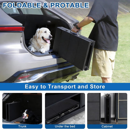 Dog Ramp for Car 71" X 17.6" Extra Long Folding Aluminum Pet Ramp for Large Dogs up to 250 LBS, Portable Waterproof Dog Ramps for SUV Truck Cars