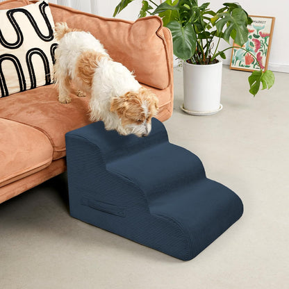 Mesa Lemon Dog Stairs & Steps for High Beds, 3 Steps High Density Foam Waterproof Dog Ramp for Small Dogs and Cats, Pet Stairs with Removable Washable Cover for Bed, Couch, Sofa and Car (H:16")