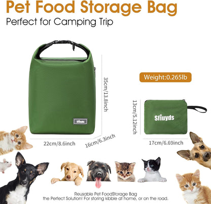 Travel Dog Food Container Pet Food Storage Bag Containers 2PCS Collapsible Travel Dog Bowls Waterproof Camping Storage Essentials Kibble Carrier 20L Easy to Clean (Black, Large)