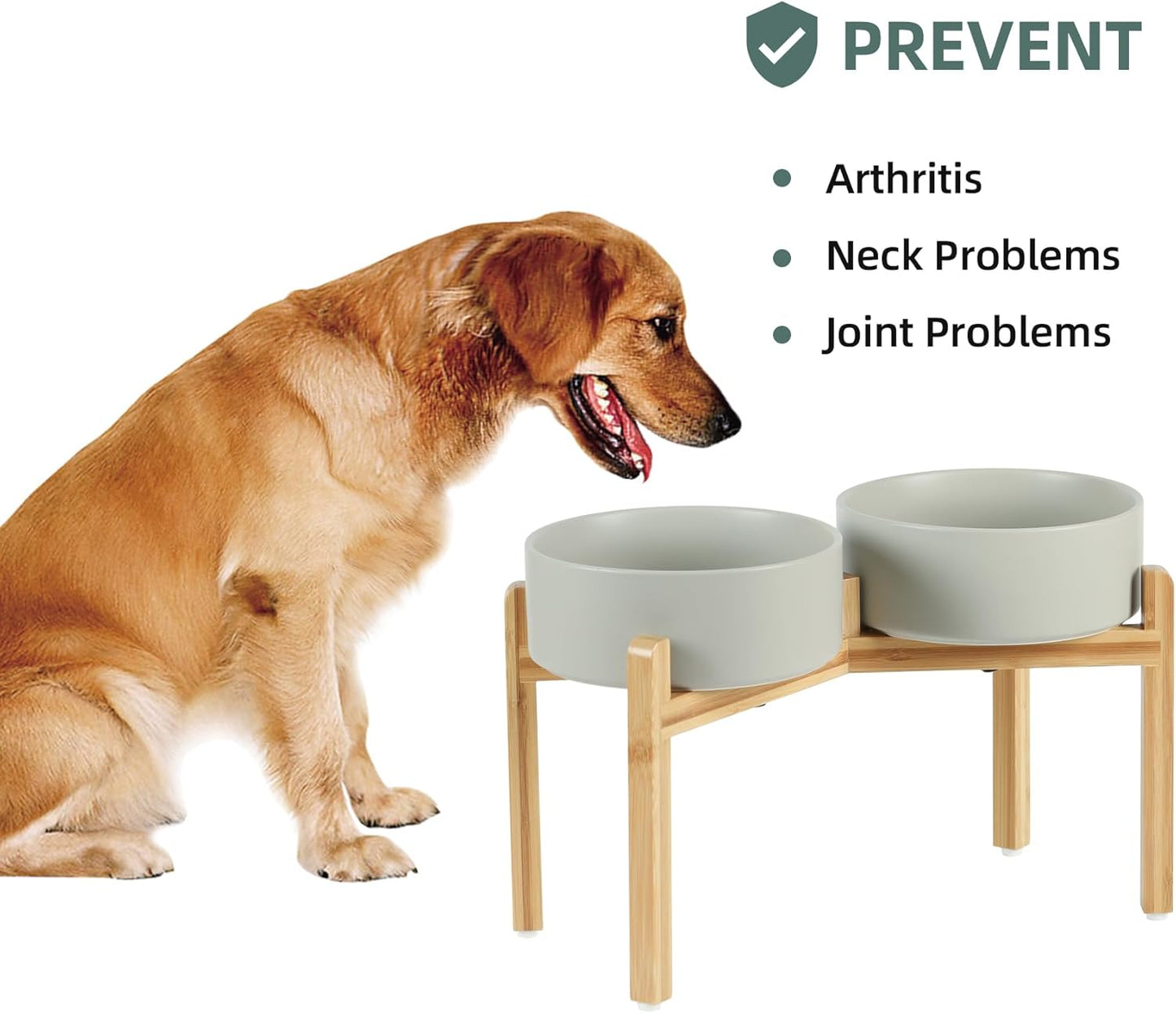 Havniva 8.3” Dog Bowls Elevated Ceramic Dog Food and Water Bowl, Raised Dog Water Bowl with Stand Non-Slip Rubber Base Large Capacity Feeding Pet Food Bowl for Large Dogs