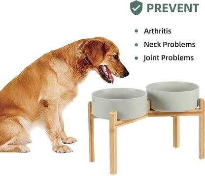 Havniva 8.3” Dog Bowls Elevated Ceramic Dog Food and Water Bowl, Raised Dog Water Bowl with Stand Non-Slip Rubber Base Large Capacity Feeding Pet Food Bowl for Large Dogs