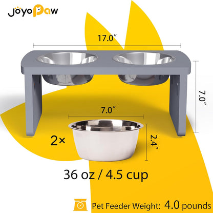 Elevated Dog Bowls, Bamboo Raised Dog Bowl for Medium Dogs, with 2 Stainless Steel Bowls (7'' Tall-40 oz Bowl)