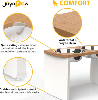 Elevated Dog Bowls, Bamboo Raised Dog Bowl for Medium Dogs, with 2 Stainless Steel Bowls (7'' Tall-40 oz Bowl)