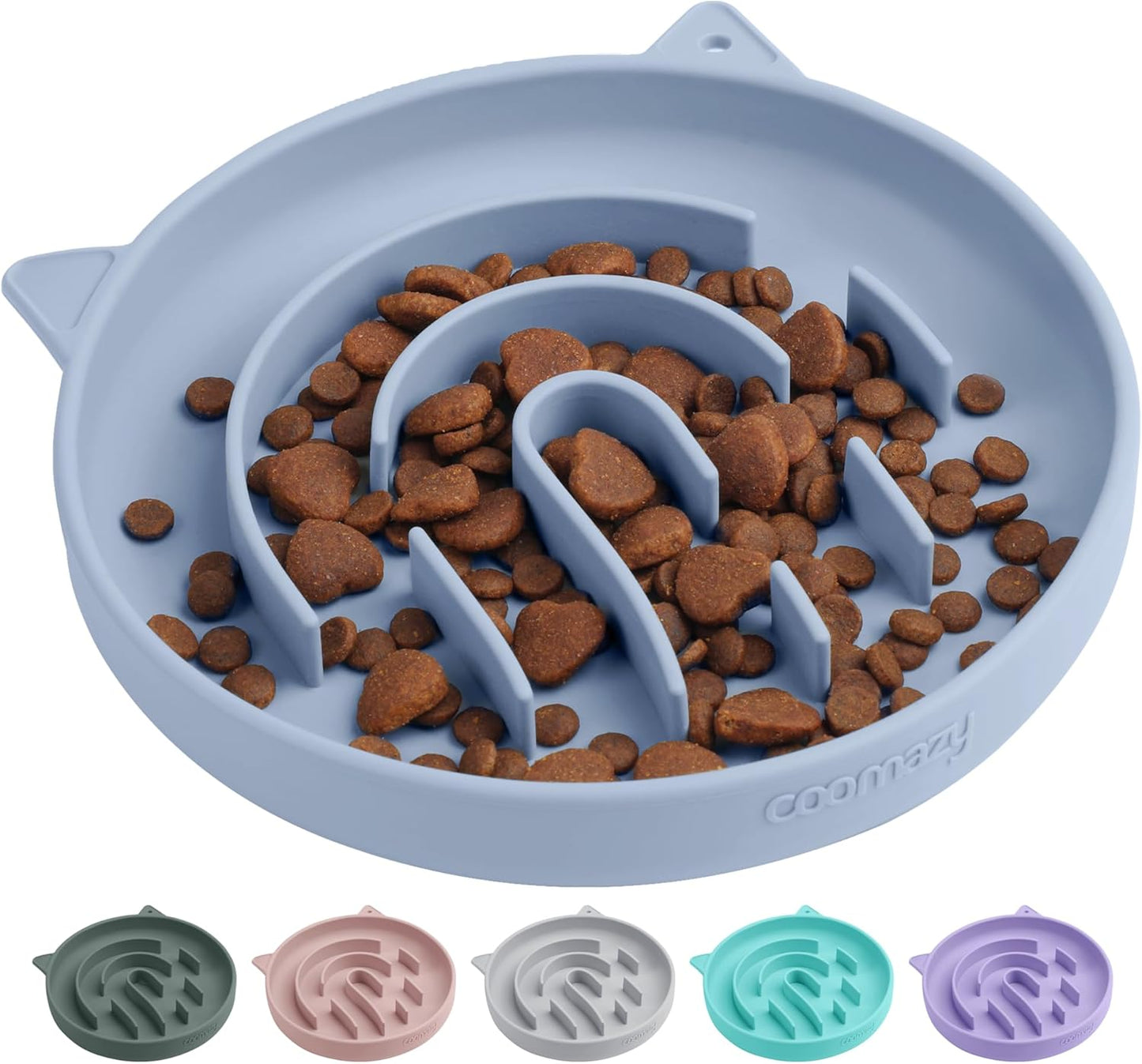 Coomazy Large Silicone Slow Feeder Dog Bowls, Interactive Puzzle Toy for Pets Food Training, Keeps Dogs Busy, Prevents Puppy Overeating (Dark Green, Large: 3.2Cup)