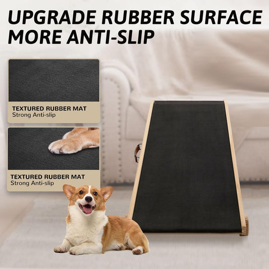 ABORON Antislip Dog Ramp, Adjustable Folding Pet Ramp for Small & Large Old Dogs & Cats, High Traction Portable Rubber Paw Ramps, Supports up to 200 lbs, Used for Bed Couch SUV, 39.3'' Long