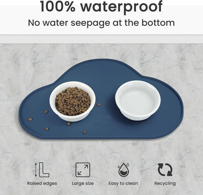 Ptlom Silicone Pet Placemat for Dogs and Cats, Non-Slip Waterproof Dog Feeding Bowl Mats for Food and Water, Small Medium Large Pet Puppy Tray Mat Prevent Residues from Spilling onto The Floor, Beige