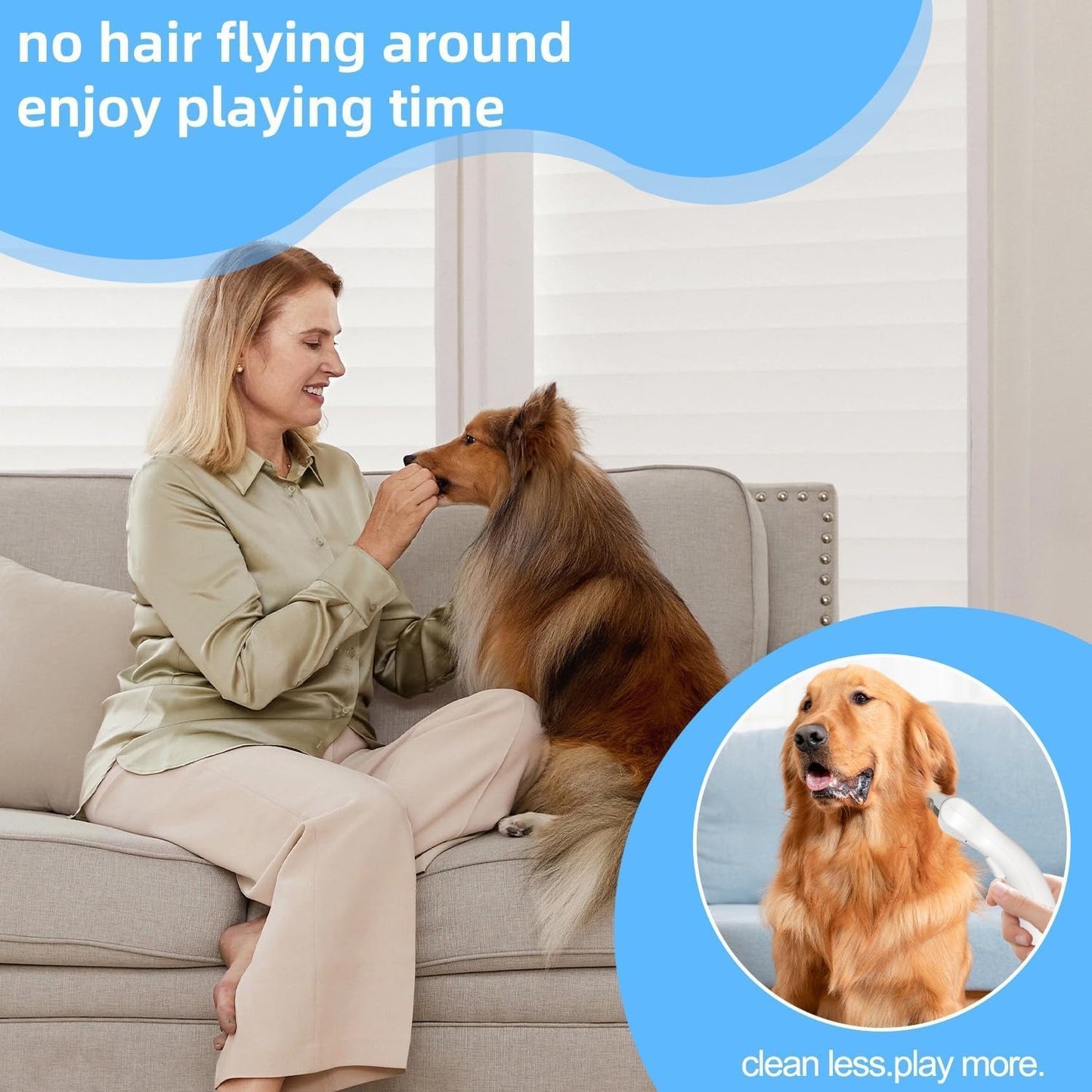 Undercoat Rake for Dogs & Cats, Dematting Deshedding Brush with Release Button, Professional Grooming Comb for Long-Haired Pets, Shedding Tool Removes Matted Fur & Loose Hair