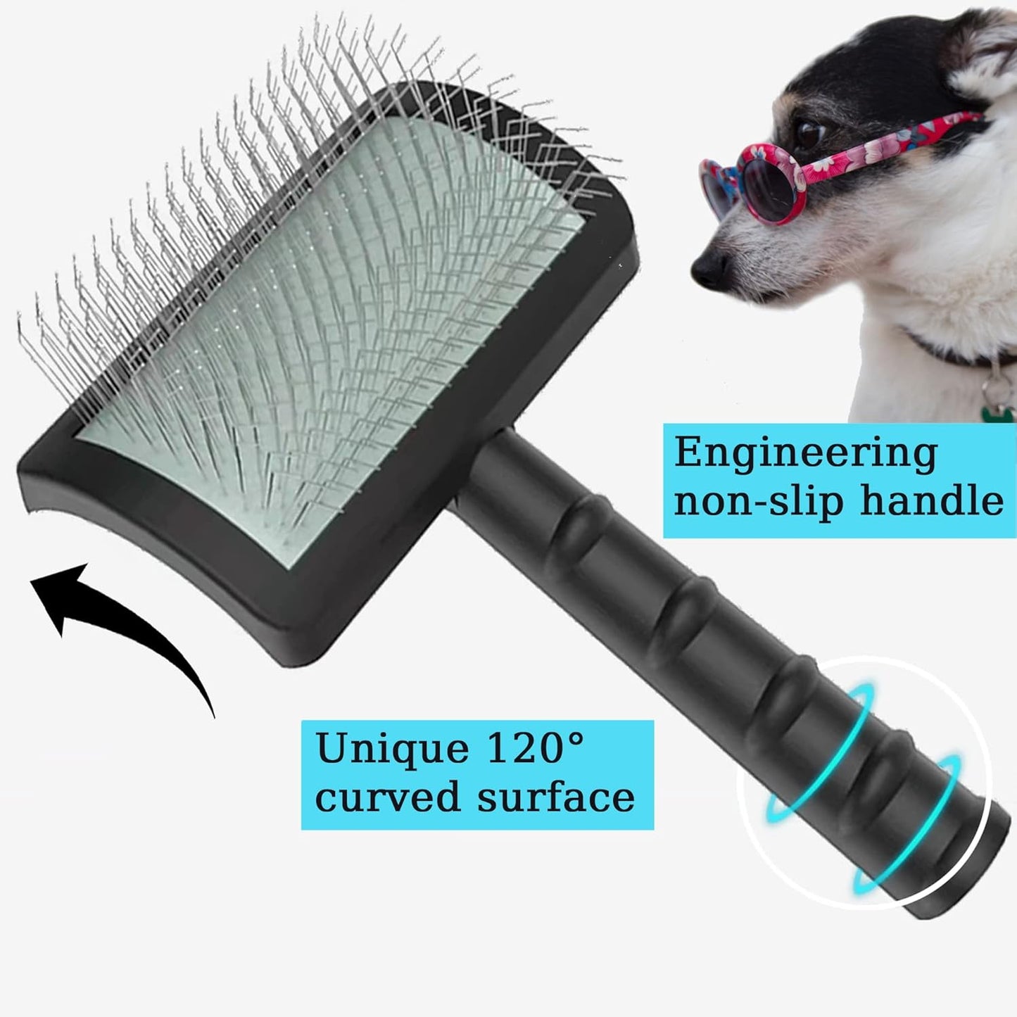 Large Slicker Brush for Dogs,Cats,Extra Long Pin Shedding Brush for Long Haired Dog,Cat, Pet Grooming for Thick Undercoat Curly Hair,25mm(1"),Green