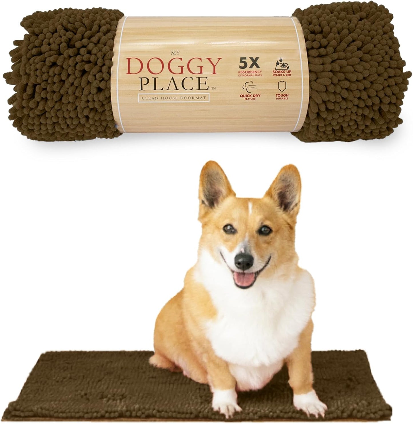 My Doggy Place Dog Mud Mat, 36"x26" Ash – Thick Microfiber Entry Rug for Snow, Mud & Salt – Absorbent, Quick-Dry, Washer-Safe & Non-Slip, Large